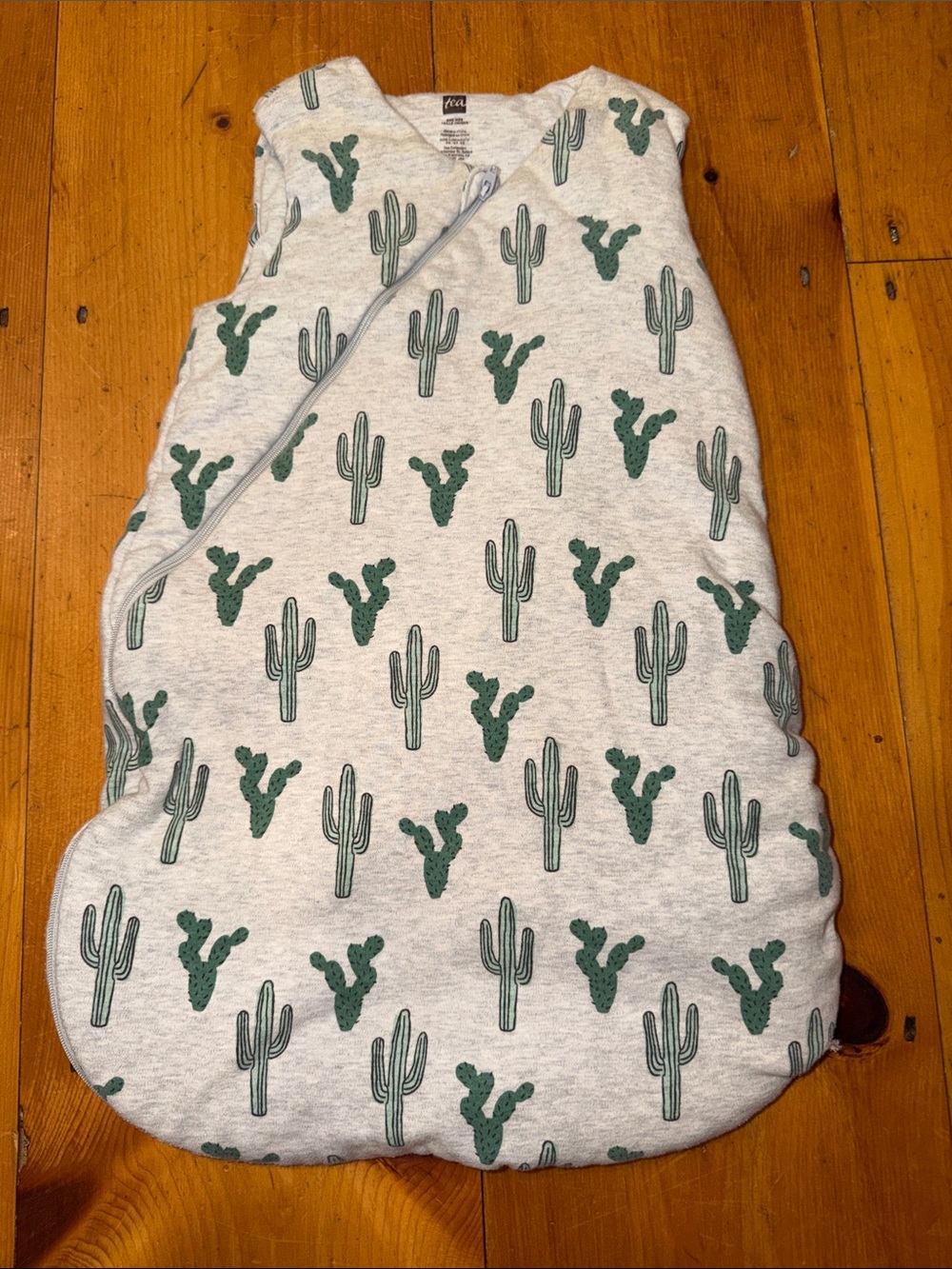 Tea Collection Gray Baby Sleep Sack with Green Cactus Print